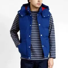 【レア】ノースフェイス　フード付きダウンベスト　ブルー