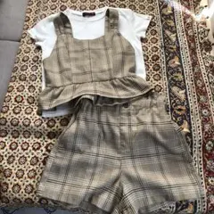 lovetoxic ベージュ系チェック セットアップ SS120～130