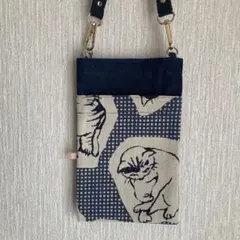 ハンドメイド　スマホショルダーバッグ　猫柄