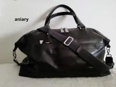値下♪aniary 2WAY レザー バッグ ボストン トートショルダー 黒のサムネイル
