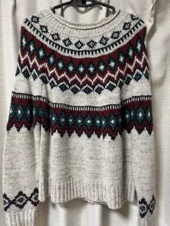 ノルディック柄長袖セーター