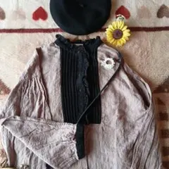 ななみんMarketさま専用♡SM2♡配色フリルピンタック綿麻ブラウス♡美品～