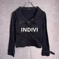 INDIVI ショートブルゾン ジャケット 麻混 ブラック 黒 【38】のサムネイル