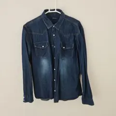 Navy デニムシャツ 長袖 XL