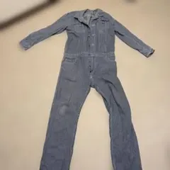 ストライプ オーバーオール コットン混紡