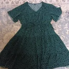 SHEIN Vネック ワンピース 2XL グリーン
