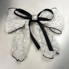 バレッタ 白リボン