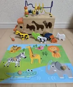 エドインター　アニマルビーズバス 木製どうぶつパズル　木のおもちゃのサムネイル