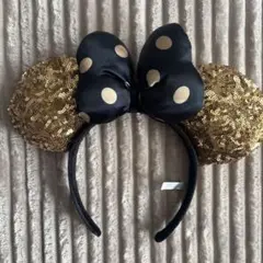 ミニーマウス風カチューシャ ゴールドとブラック