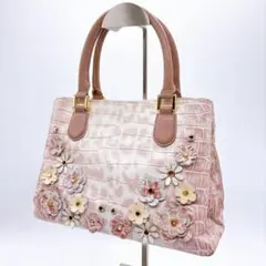 レザージュエルズ 2Way ショルダー ハンドバッグ ピンク フラワーモチーフ