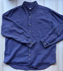 ネルシャツ　青チェック　古着