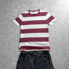 archive border pocket tee red white gap