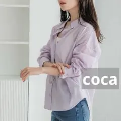 M 美品 coca ガーゼシャツ ラベンダー シアー 透け感 軽量 コットン