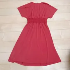 ZARA Vネック 半袖 ワンピース レッド M
