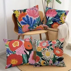 【新品】【超お得】花柄 クッションカバー 4コセット 45cm x 45cm