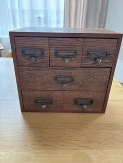 木製ヴィンテージ風小物入れ 6引き出し