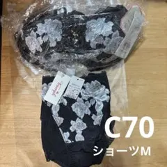 トリンプ　レッドレーベル　花柄レース ブラック ブラとショーツセットのサムネイル