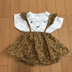 フラワープリントロンパース マスタード　90cm