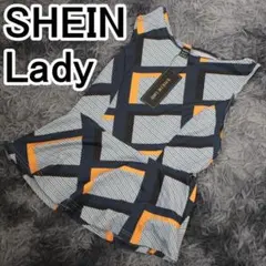 SHEIN Lady 新品タグ付き 幾何学模様トップス スポーツ ブルー M