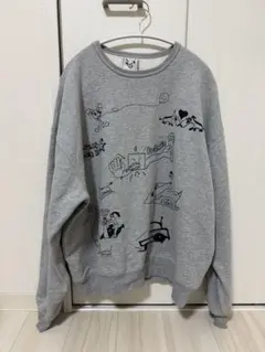 アートプリント グレー オーバーサイズスウェット裏起毛