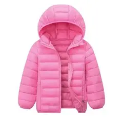 キッズ用 中綿ダウンジャケット ピンク フード付き