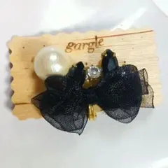 gargle イヤリング ブラックリボン パール調のサムネイル