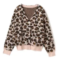 atmos pink レオパード ニットカーディガン