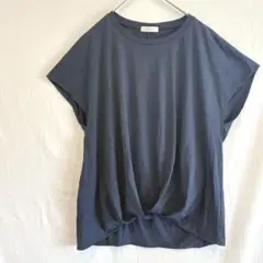 イッツインターナショナル　ネイビー　Tシャツ　ツイスト　ゆったりシルエット　F