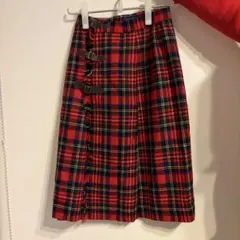 KEITH 赤と黒のチェック プリーツスカート