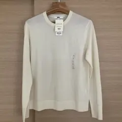 UNIQLO エクストラファインメリノ　クルーネックセーター　オフホワイト　L