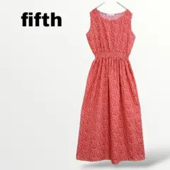 【美品】フィフス fifth 花柄ロングワンピース ノースリーブ 赤 総柄