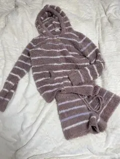 gelato pique フード付きルームウェアセット　ブラウン　ストライプ　F