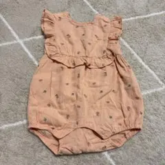 オレンジ色 フリル付きロンパース 80cm