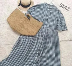 サマンサモスモス　スタンドカラーワンピース　ギンガムチェック　前開き　ボタン