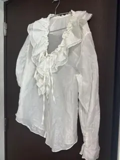 frene フラーネ　　フリル付きシースルーホワイトシャツ