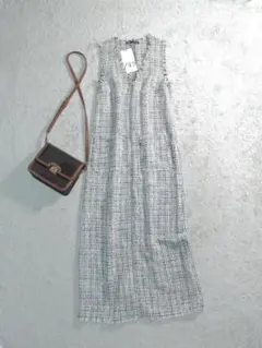 未使用 ザラ ツイード ワンピース ジャンパースカート レイヤードコーデに S