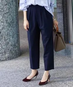 美品ROPEワイドテーパードパンツ　ネイビー　フロントタックパンツ　36 S-M