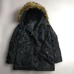 ファー付きモッズコート　n3b　ミリタリー　平成ギャル　ブラック　Mサイズ
