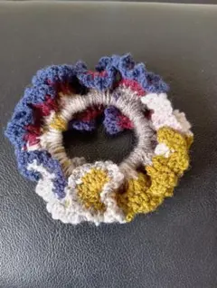 マルチカラー ニットシュシュ ハンドメイド
