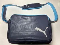 PUMA ネイビー ブルー エナメルショルダーバッグ