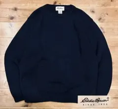 ニット 古着 90s Eddie Bauer エディーバウアー 無地 S 紺
