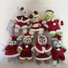 ディズニーシークリスマス2024ダッフィー＆フレンズぬいぐるみバッジ 7点セット