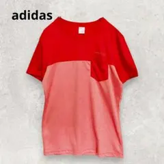 adidas neo Vネック 切替Tシャツ M 赤 バイカラー 肌触り◎のサムネイル