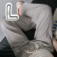 ワイドパンツ ストライプ レディース 薄手 ストレート 体型カバー 韓国