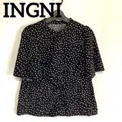 美品　INGNI イング　ボウタイトロミ　フレアスリーブブラウス　M 黒　ドットのサムネイル