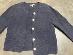 【HUMAN WOMAN】ネイビー 編み物スタイル カーディガン/2号