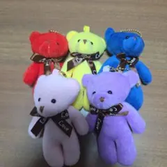 推し色クマ ぬいぐるみ キーホルダー 5個セット
