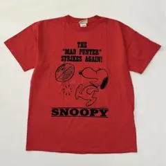 h527 デッドストック 90s SNOOPY PEANUTS Tシャツ L 赤