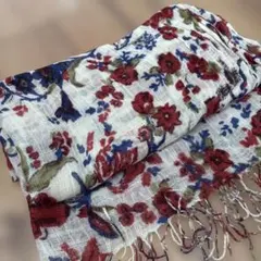 花柄 ストール ショール フリンジ付き
