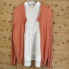 サーモンピンク 長袖 カーディガン